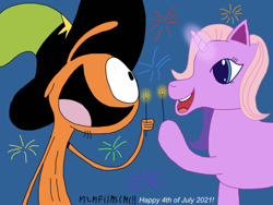 Size: 500x375 | Tagged: safe, artist:wanderfan2000, derpibooru import, g3, friendshipping, independence day, wander (wander over yonder), wander over yonder