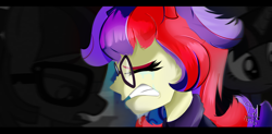 Size: 2200x1080 | Tagged: safe, artist:diamondgreenanimat0, derpibooru import, moondancer, twilight sparkle, human, pony, equestria girls, background pony, crying, fanart, lens, memories, pain, purple hair, red hair, sad, scene