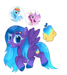 Size: 2890x3204 | Tagged: safe, artist:lilywolfpie-yt, derpibooru import, princess cadance, rainbow dash, pegasus, pony, female, magical lesbian spawn, mare, nose piercing, nose ring, offspring, parent:princess cadance, parent:rainbow dash, parents:cadash, piercing, simple background, transparent background