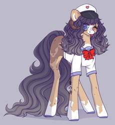 Size: 1280x1391 | Tagged: safe, artist:tinasivint, derpibooru import, oc, oc:tetida taromi, earth pony, pony, clothes, female, mare, sailor uniform, solo, tongue, tongue out, uniform