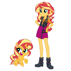 Size: 1024x1024 | Tagged: safe, artist:emeraldblast63, artist:twilirity, derpibooru import, sunset shimmer, pony, unicorn, equestria girls, equestria girls series, my little pony: pony life, spoiler:eqg series (season 2), clothes, duo, duo female, female, g4 to g4.5, geode of empathy, magical geodes, self ponidox, simple background, transparent background, vector