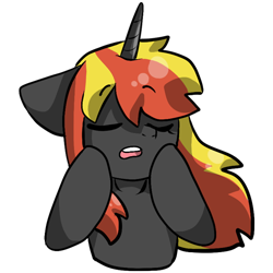 Size: 512x512 | Tagged: safe, artist:alex69vodka, derpibooru import, oc, oc only, oc:java, pony, unicorn, eyes closed, facehoof, female, meme, open mouth, simple background, sticker, transparent background