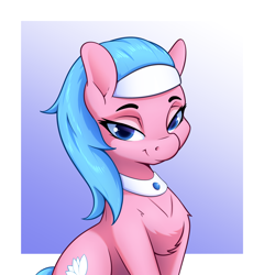 Size: 2498x2600 | Tagged: safe, artist:aquaticvibes, derpibooru import, aloe, earth pony, pony, digital art, female, gradient background, lidded eyes, looking at you, mare, smiling, smiling at you, solo