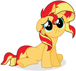 Size: 7063x6608 | Tagged: safe, artist:cirillaq, derpibooru import, sunset shimmer, pony, unicorn, absurd resolution, commission, cute, female, mare, puppy dog eyes, shimmerbetes, simple background, sitting, transparent background, vector