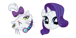 Size: 290x145 | Tagged: safe, derpibooru import, opalescence, rarity, blue eyes, cursor, mouse cursor, purple hair, white skin