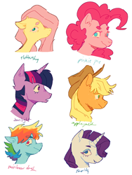 Size: 1068x1424 | Tagged: safe, artist:gothsockmonkey, derpibooru import, applejack, fluttershy, pinkie pie, rainbow dash, rarity, twilight sparkle, mane six, simple background, white background