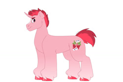 Size: 1280x854 | Tagged: safe, artist:itstechtock, derpibooru import, oc, oc:gummy ghost pepper, pony, unicorn, male, offspring, parent:cayenne, parent:raspberry sorbet, simple background, solo, stallion, white background