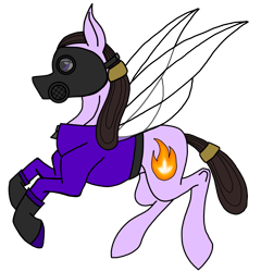 Size: 2954x3072 | Tagged: safe, artist:agdapl, derpibooru import, flutter pony, pony, clothes, crossover, female, gas mask, mask, ponified, rule 63, species swap, team fortress 2, wings