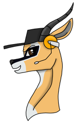 Size: 1505x2419 | Tagged: safe, artist:agdapl, derpibooru import, gazelle, antlers, bust, crossover, hat, headset, male, scout, simple background, smiling, solo, species swap, team fortress 2, transparent background