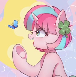 Size: 1445x1465 | Tagged: safe, artist:lexiedraw, artist:maren, derpibooru import, oc, butterfly, unicorn