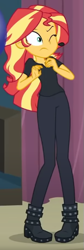 Size: 211x631 | Tagged: safe, derpibooru import, screencap, sunset shimmer, all the world's off stage, equestria girls, equestria girls series, cropped, one eye closed, solo