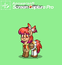 Size: 450x477 | Tagged: safe, derpibooru import, earth pony, pony, bag, female, kaede akino, magia record, mare, ponified, pony town, puella magi madoka magica, smiling, solo, soul gem