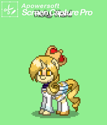 Size: 391x457 | Tagged: safe, derpibooru import, alicorn, pony, clothes, crown, dress, female, holy mami, jewelry, magia record, magical girl, mami tomoe, mare, ponified, pony town, puella magi madoka magica, regalia, solo, soul gem