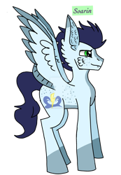 Size: 1280x1850 | Tagged: safe, artist:sammysardine, derpibooru import, soarin', pegasus, alternate design, cheek fluff, ear fluff, ears, male, simple background, solo, spread wings, transparent background