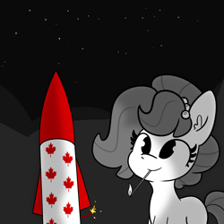 Size: 3000x3000 | Tagged: safe, artist:tjpones, derpibooru import, oc, oc only, oc:brownie bun, earth pony, pony, canada day, female, fireworks, high res, mare, match, monochrome, mouth hold, neo noir, partial color, solo, this will end in explosions