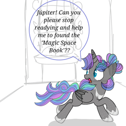 Size: 1080x1080 | Tagged: safe, artist:t.w.magicsparkel.9, derpibooru import, oc, oc only, alicorn, pony, alicorn oc, comic, female, hoof shoes, horn, looking back, mare, peytral, running, smiling, talking, wings