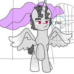 Size: 1080x1080 | Tagged: safe, artist:t.w.magicsparkel.9, derpibooru import, oc, oc only, alicorn, pony, alicorn oc, comic, frown, horn, male, raised hoof, raised leg, solo, stallion, talking, unamused, wings