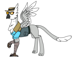 Size: 2947x2337 | Tagged: safe, artist:agdapl, derpibooru import, griffon, clothes, crossover, griffonized, hat, simple background, sniper, species swap, sunglasses, team fortress 2, transparent background