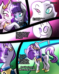 Size: 2400x3000 | Tagged: safe, artist:keytee-chan, derpibooru import, maud pie, princess celestia, oc, oc:morning dawn, alicorn, earth pony, unicorn, comic:the great big fusion 2 remake, fusion