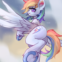 Size: 3000x3000 | Tagged: safe, artist:kencee6, derpibooru import, rainbow dash, pegasus, pony, butt, female, flying, frog (hoof), mare, plot, solo, underhoof