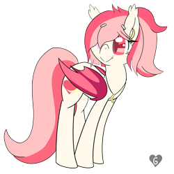 Size: 4300x4283 | Tagged: safe, artist:gnashie, derpibooru import, oc, oc only, oc:blood moon, bat pony, pony, bat pony oc, ear piercing, earring, hair over one eye, jewelry, necklace, piercing, simple background, smiling, transparent background