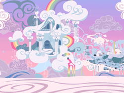Size: 640x480 | Tagged: safe, derpibooru import, fighting is magic, background, cloud, cloudsdale, cloudy, no pony, rainbow, rainbow waterfall, scenery, sky
