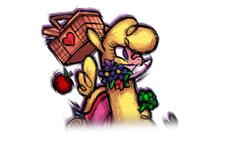 Size: 960x611 | Tagged: safe, artist:alts-art, derpibooru import, paprika paca, alpaca, them's fightin' herds, basket, broccoli, community related, flower, food, heart, official, one eye closed, rose, simple background, transparent background, vector, wink