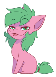 Size: 768x1042 | Tagged: safe, alternate version, artist:arctic-fox, derpibooru import, oc, oc only, oc:pine berry, earth pony, pony, alternate character, chibi, simple background, solo, tongue, tongue out, transparent background