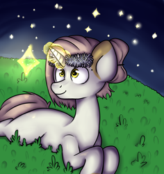 Size: 2500x2650 | Tagged: safe, artist:ranillopa, derpibooru import, oc, oc only, pony, unicorn, commission, digital art, female, grass, hooves, horn, mare, smiling, solo, tail