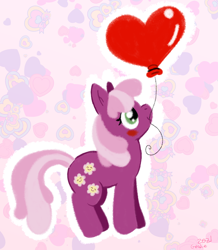 Size: 824x945 | Tagged: safe, artist:therainbowtroll, derpibooru import, cheerilee, balloon, blushing, cute, heart, heart balloon, hearts and hooves day, mouth hold, solo