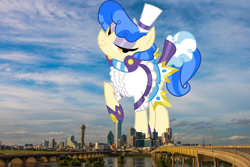 Size: 2700x1800 | Tagged: safe, artist:dashiesparkle, derpibooru import, sapphire shores, earth pony, pony, dallas, female, giant pony, giant/macro earth pony, giantess, highrise ponies, irl, macro, mare, mega giant, photo, ponies in real life, texas