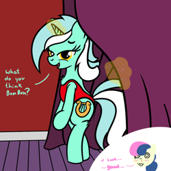 Size: 2000x2000 | Tagged: safe, artist:dafiltafish, derpibooru import, bon bon, lyra heartstrings, sweetie drops, earth pony, pony, unicorn, comic:day by day, bipedal, blood, clothes, curtains, dialogue, female, lesbian, lyrabon, magic, nosebleed, shipping, swimsuit