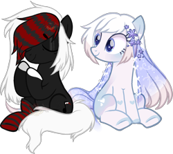 Size: 1300x1161 | Tagged: safe, artist:lavvythejackalope, derpibooru import, oc, oc only, earth pony, pony, collaboration, base used, duo, earth pony oc, ethereal mane, eyelashes, eyes closed, female, male, mare, simple background, smiling, stallion, starry mane, transparent background