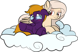 Size: 1920x1284 | Tagged: safe, artist:alexdti, derpibooru import, oc, oc only, oc:purple creativity, oc:tibias, pegasus, pony, cloud, female, mare, simple background, transparent background