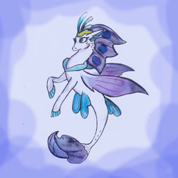 Size: 2449x2449 | Tagged: safe, artist:savzo, derpibooru import, queen novo, seapony (g4), my little pony: the movie, collar, crown, dorsal fin, female, fin wings, fins, fish tail, flowing tail, jewelry, purple eyes, purple mane, purple wings, regalia, solo, tail, wings