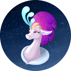 Size: 626x626 | Tagged: safe, artist:bunny-master, derpibooru import, queen novo, seapony (g4), my little pony: the movie, bubble, bust, collar, crown, eyelashes, female, glow, jewelry, purple mane, regalia, simple background, smiling, solo