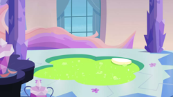 Size: 1280x720 | Tagged: safe, derpibooru import, screencap, games ponies play, background, crystal empire, jar, liminal space, no pony, scenic ponyville, spa, swimming pool, window