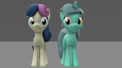 Size: 1280x720 | Tagged: safe, artist:topsangtheman, derpibooru import, bon bon, lyra heartstrings, sweetie drops, earth pony, pony, unicorn, 3d, female, lesbian, looking at you, lyrabon, shipping, source filmmaker