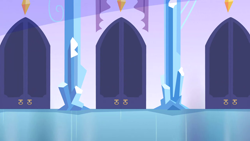 Size: 1280x720 | Tagged: safe, derpibooru import, screencap, games ponies play, background, crystal castle, crystal empire, door, liminal space, no pony, scenic ponyville