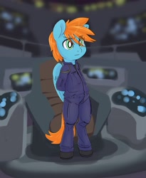 Size: 2048x2501 | Tagged: safe, artist:compoundlift, derpibooru import, oc, oc only, oc:basso, pegasus, coveralls, horsin' around, male, solo, star trek, star trek: enterprise