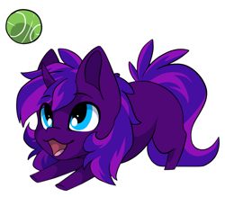 Size: 979x857 | Tagged: safe, alternate version, artist:arctic-fox, derpibooru import, oc, oc only, oc:tihan, pony, unicorn, alternate character, ball, chibi, simple background, solo, tennis ball, transparent background