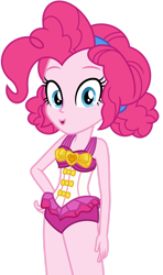 Size: 1024x1727 | Tagged: safe, artist:emeraldblast63, derpibooru import, pinkie pie, equestria girls, :o, clothes, female, looking at you, o, o mouth, one-piece swimsuit, open mouth, pinkie pie swimsuit, simple background, sleeveless, solo, swimsuit, transparent background, vector