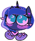 Size: 119x139 | Tagged: safe, artist:tinykirin, derpibooru import, princess luna, alicorn, pony, blushing, emoji, heart, ponified, solo, wingding eyes