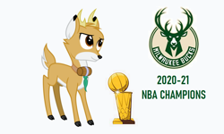 Size: 884x530 | Tagged: safe, artist:cheezedoodle96, derpibooru import, idw, bramble, deer, basketball, idw showified, milwaukee bucks, nba, show accurate, simple background, solo