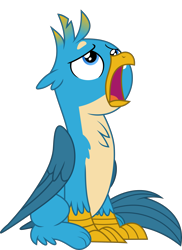 Size: 2185x3000 | Tagged: safe, artist:frownfactory, derpibooru import, gallus, griffon, teacher of the month (episode), spoiler:interseason shorts, beak, exasperated face, male, open mouth, simple background, sitting, solo, talons, transparent background, vector, wings