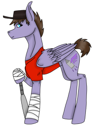 Size: 2952x3915 | Tagged: safe, artist:agdapl, derpibooru import, pegasus, pony, arm wraps, baseball bat, clothes, crossover, hat, ponified, scout, simple background, smiling, species swap, team fortress 2, transparent background, wings
