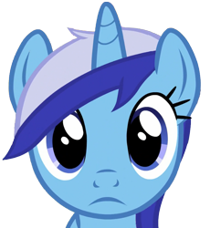 Size: 773x842 | Tagged: safe, minuette, pony, unicorn, blue coat, female, frown, horn, looking at you, mare, mare stare, simple background, solo, transparent background, two toned mane
