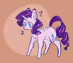 Size: 1280x1106 | Tagged: safe, artist:teaandsheep, derpibooru import, rarity, bee, insect, pony, unicorn, cute, female, leg fluff, looking at something, mare, no mouth, no nose, question mark, raribetes, solo