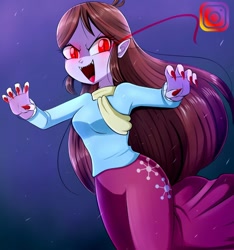 Size: 1080x1152 | Tagged: safe, artist:the-butch-x, derpibooru import, velvet sky, undead, vampire, equestria girls, breasts, busty velvet sky, fangs, female, instagram, looking at you, open mouth, red eyes, solo, teeth