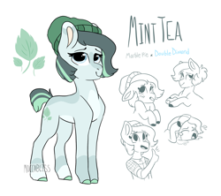 Size: 1993x1771 | Tagged: safe, artist:moccabliss, derpibooru import, oc, oc:mint tea, earth pony, pony, female, mare, offspring, parent:double diamond, parent:marble pie, solo